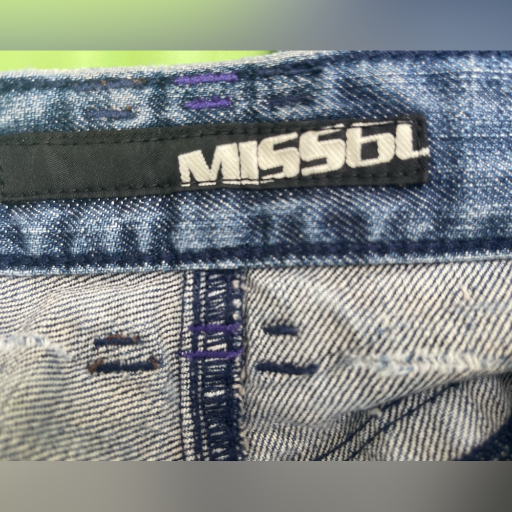 LOW RISE MISS SIXTY YK2 VINTAGE BLUE JEANS ,DISTRESS WITH EMBROILED POCKETS  24 - Picture 16 of 16